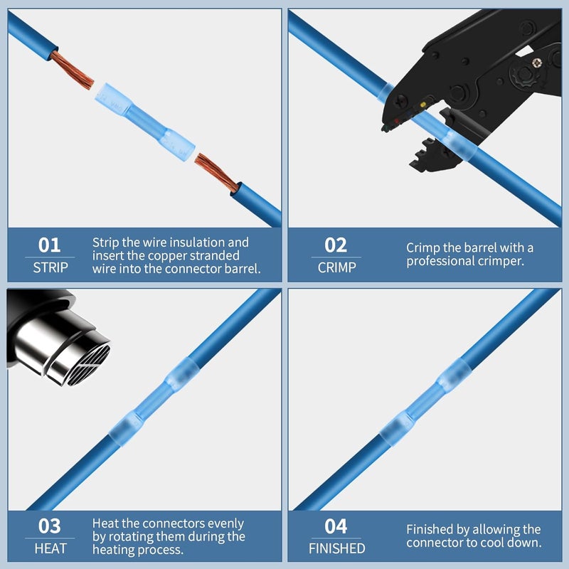 Inscool 130pcs Heat Shrink Butt Connector, Waterproof Crimp Electrical Wire Connector, Butt Splice Terminal Best for Repair and Maintenance. Suitable for Automotive, Decoration Wiring, Marine Wire Joint - Image 4